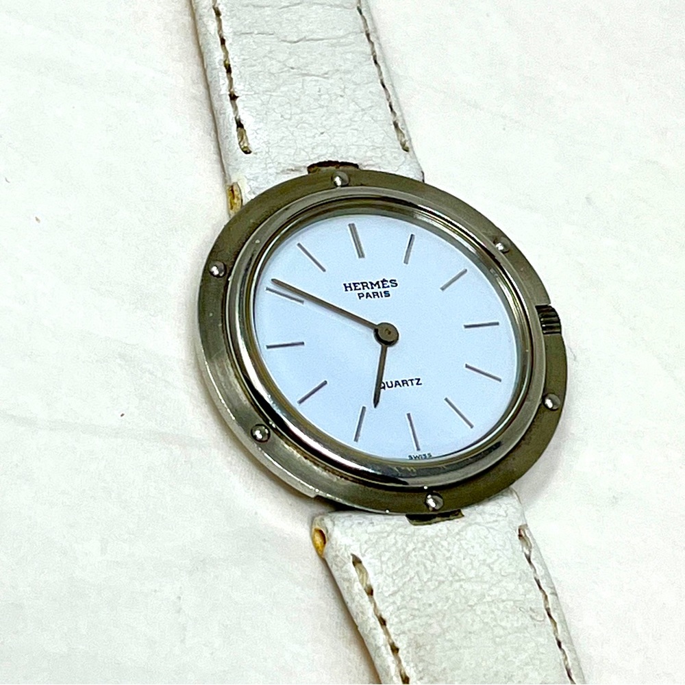 Hermès Steel Olympia/Clipper Watch with Light Blue Face Unisex